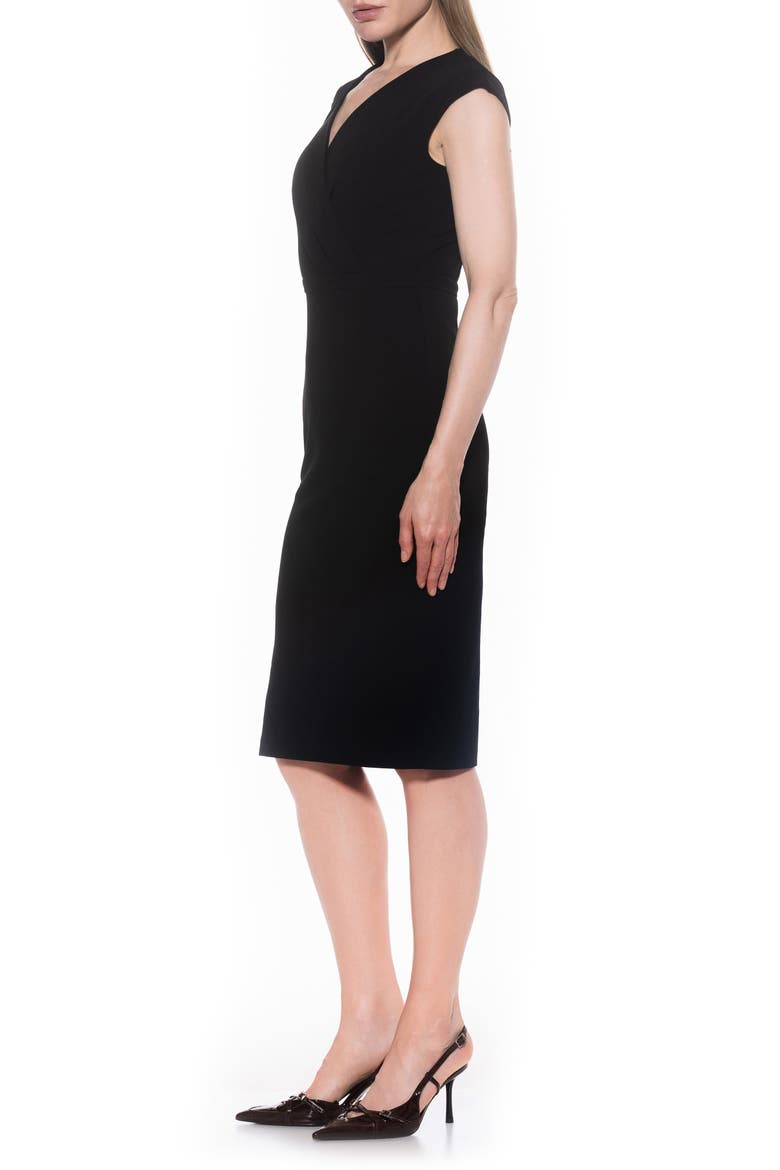 Essence Cap Sleeve Midi Sheath Dress, Alternate, color, BLACK