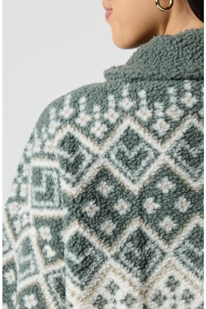 Fair Isle Printed High-Pile Fleece Jacket, Alternate, color, STORMY FAIRISLE