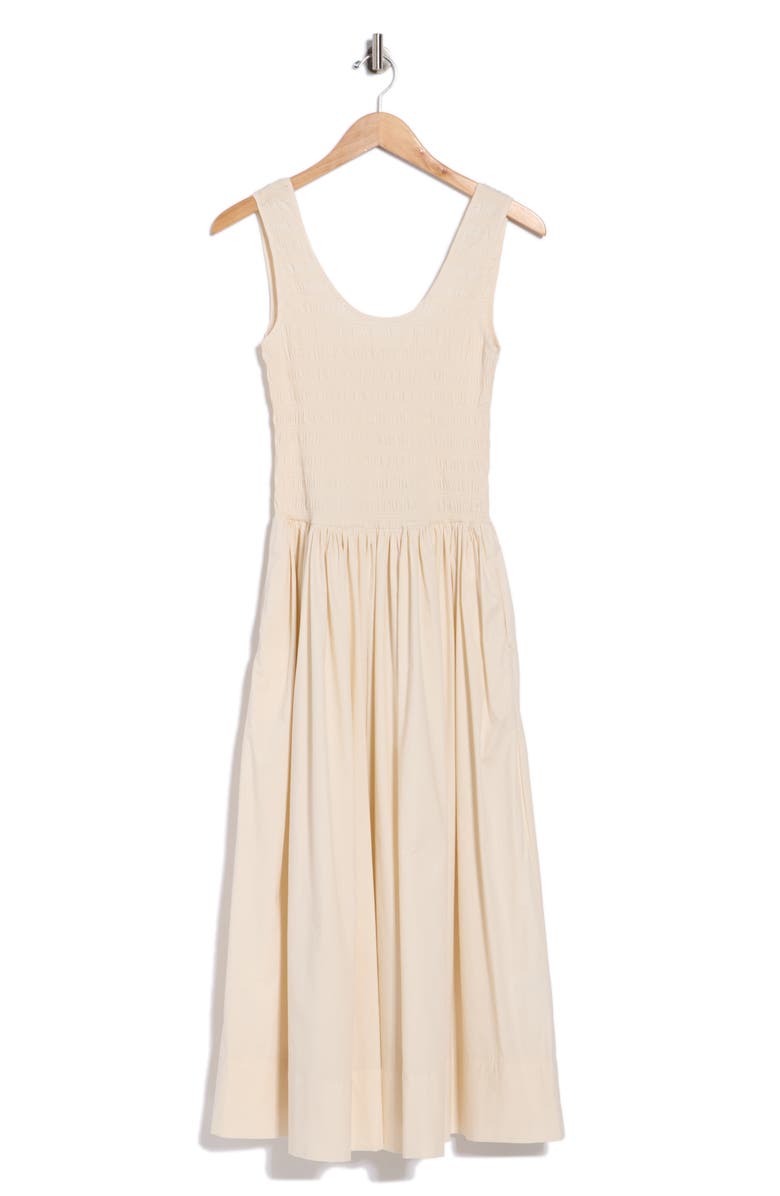 Current/Elliott Sleeveless Smocked Sundress, Alternate, color, Bone