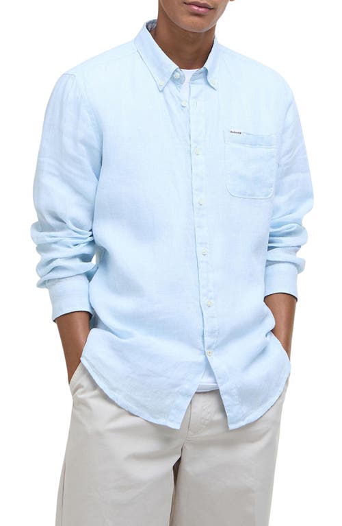 Shop Barbour Linton Regular Fit Linen Button-down Shirt In Ocean Sky