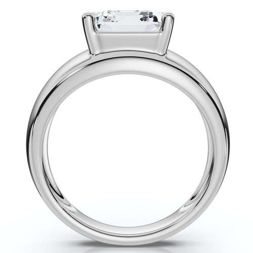 Bliss Diamond Certified 3ct Asscher Cut Solitaire Cigar Band 14k Gold Or Platinum Lab Grown In Silver