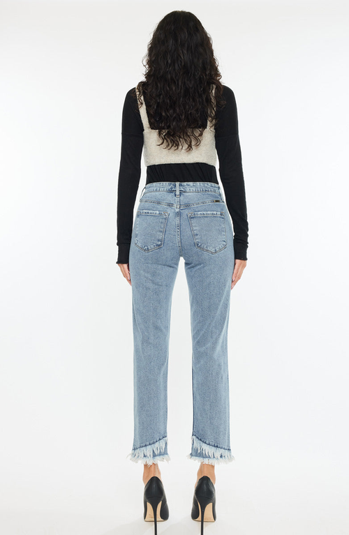 Kancan Clover Essentials High Rise Straight Fit Leg Jeans In Blue