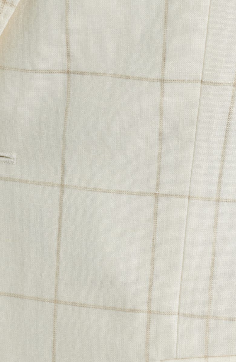 BOSS Hutson Slim Fit Windowpane Check Linen Blend Sport Coat, Alternate, color, Open White
