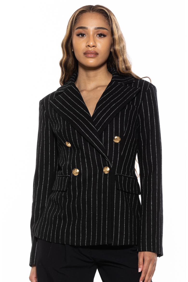 Double Breasted Blazer, Alternate, color, BLACK STRIPE