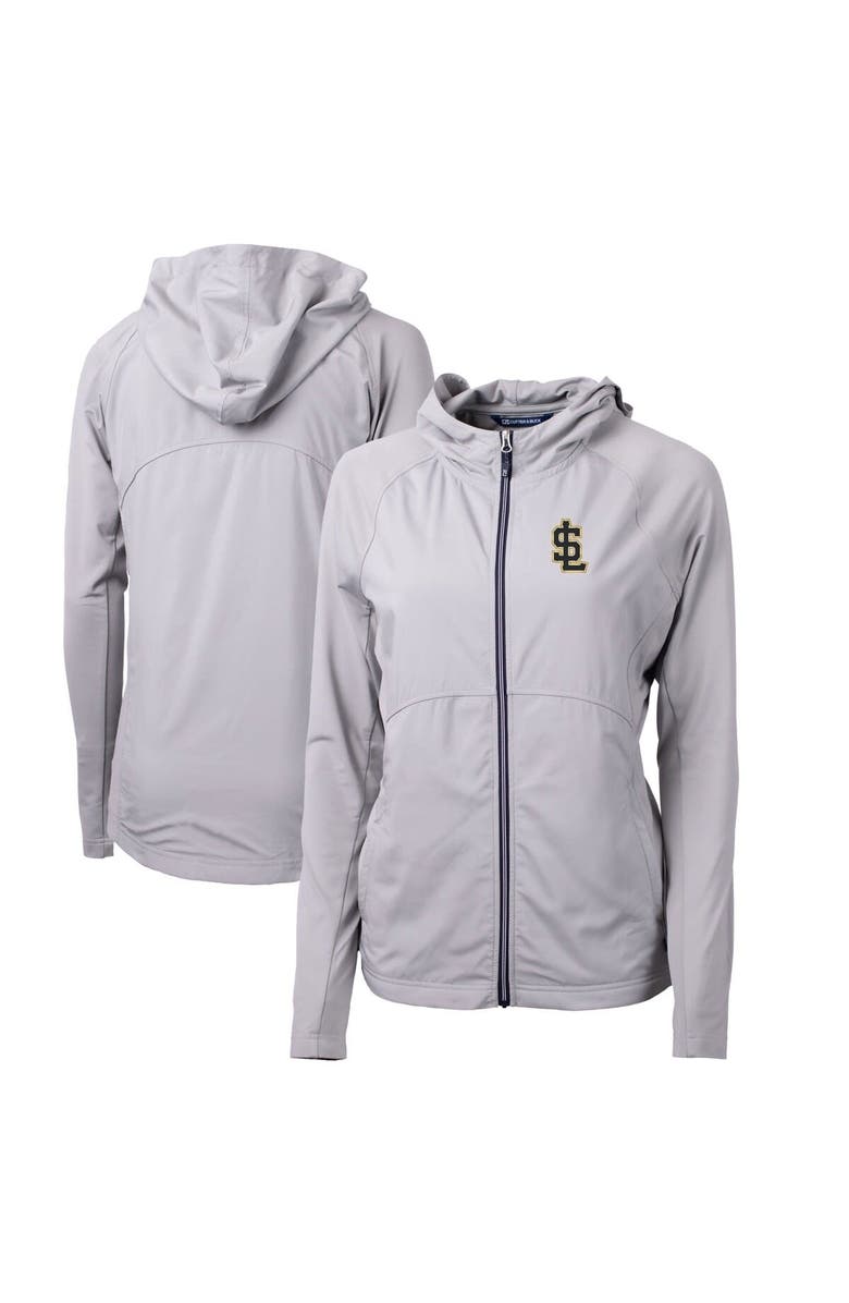 Cutter & Buck Women's Cutter & Buck Gray Salt Lake Bees Adapt Eco Knit Hybrid Recycled Raglan Full-Zip Jacket, Alternate, color,