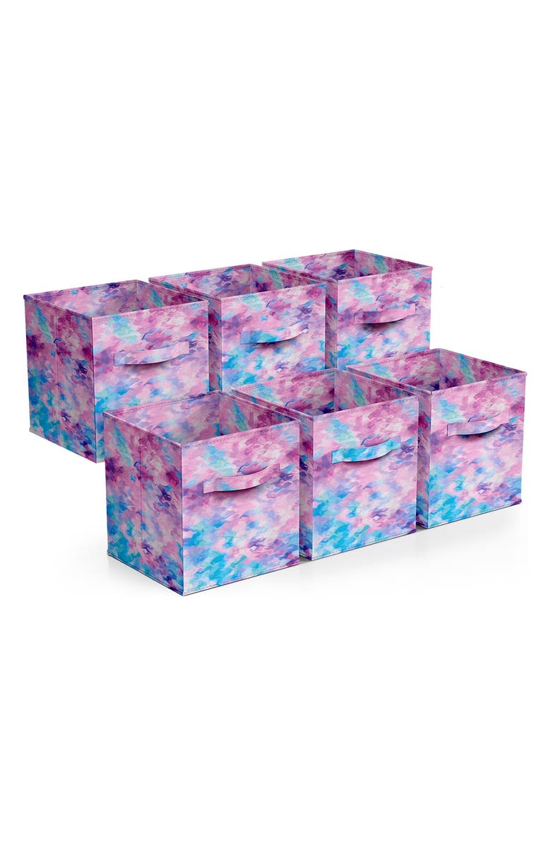 SORBUS 6-Pack Collapsible Storage Bins, Main, color, Tie- Dye Purple/Blue