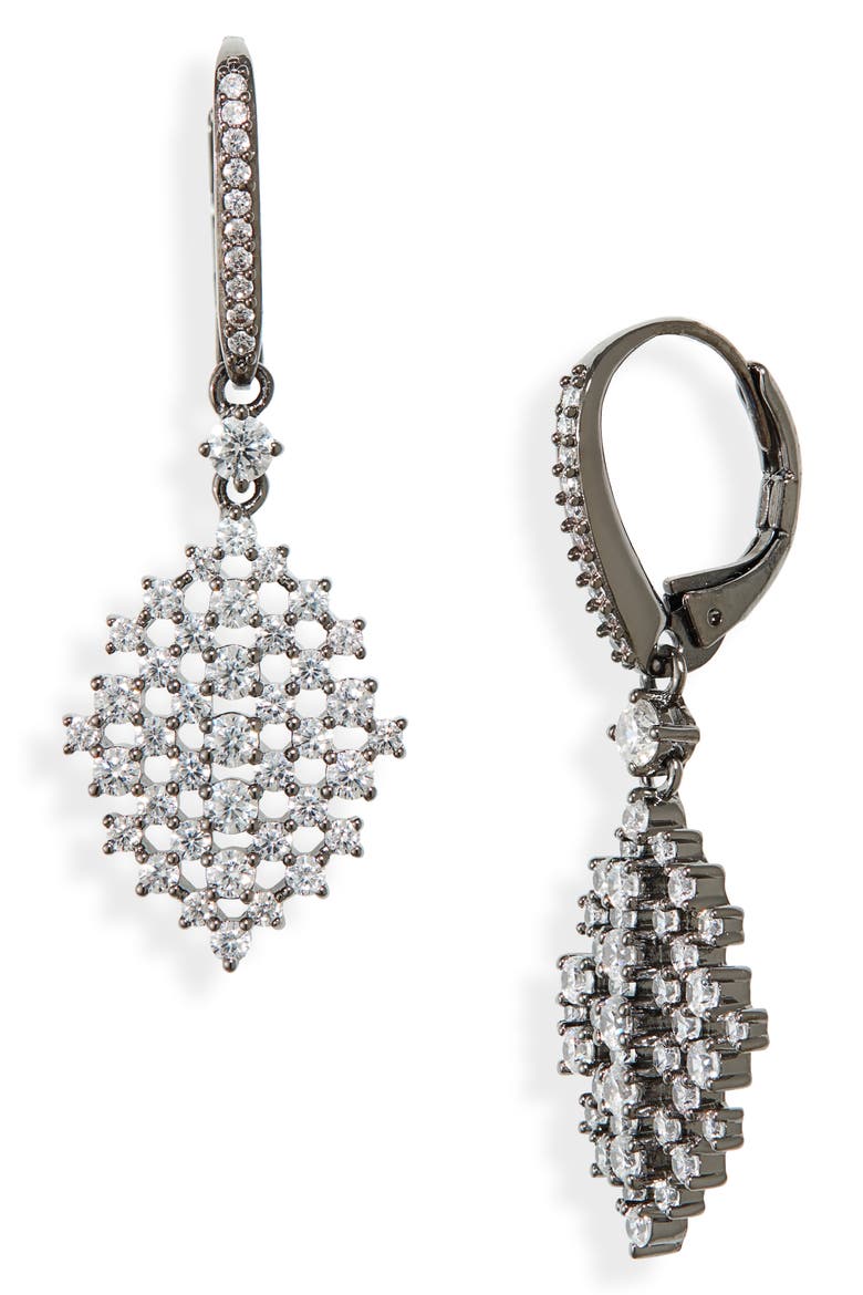Aura Lattice Earrings, Main, color, RUTHENIUM