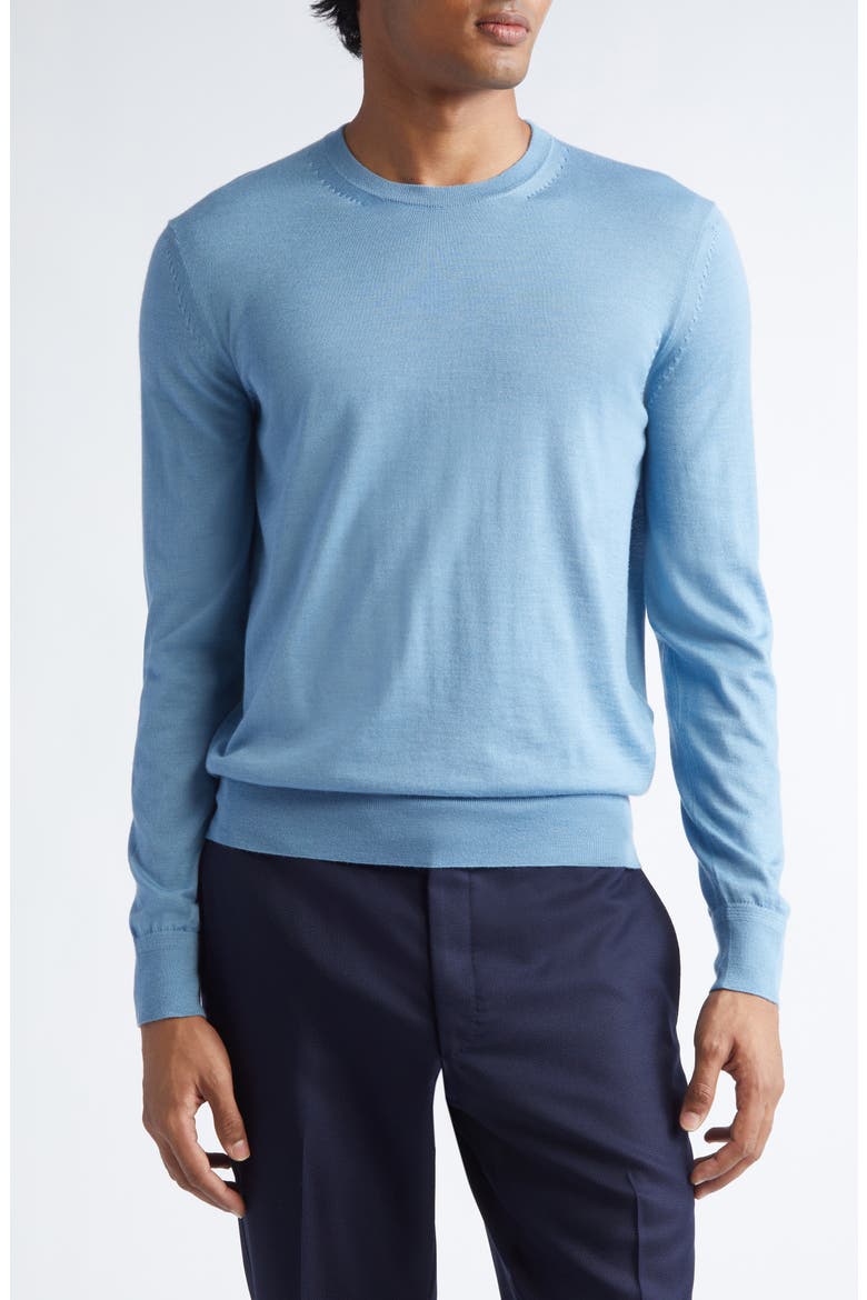Fine Gauge Cashmere & Silk Crewneck Sweater, Main, color, HB620 DARK CELESTE