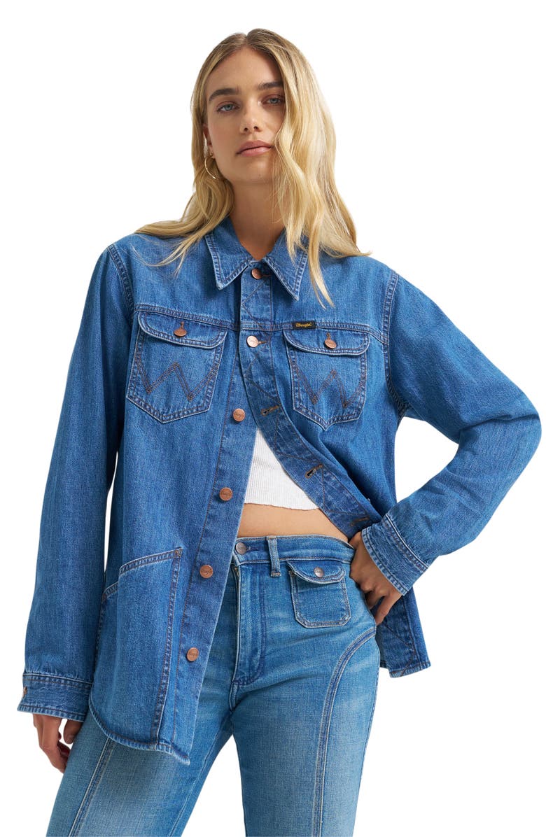 Wrangler Wrange Denim Button-Up Shirt, Alternate, color, 