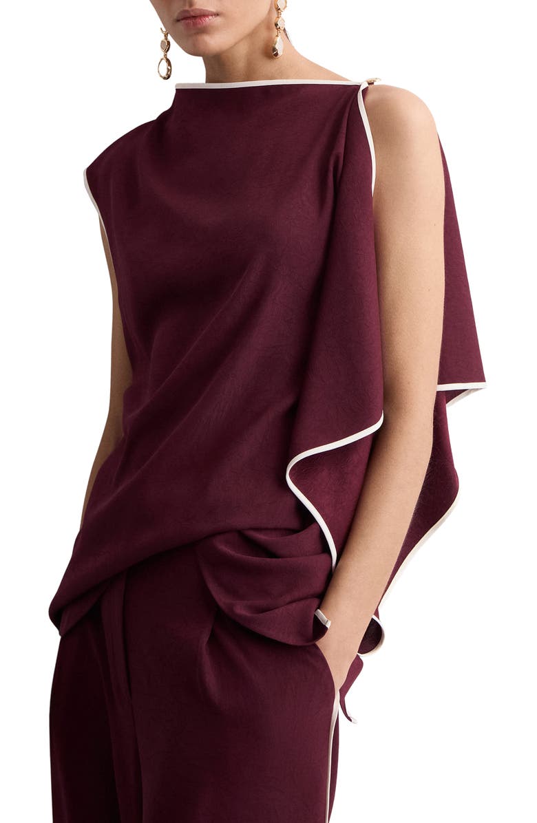 MANGO Ruffle Asymmetric Top, Main, color, 