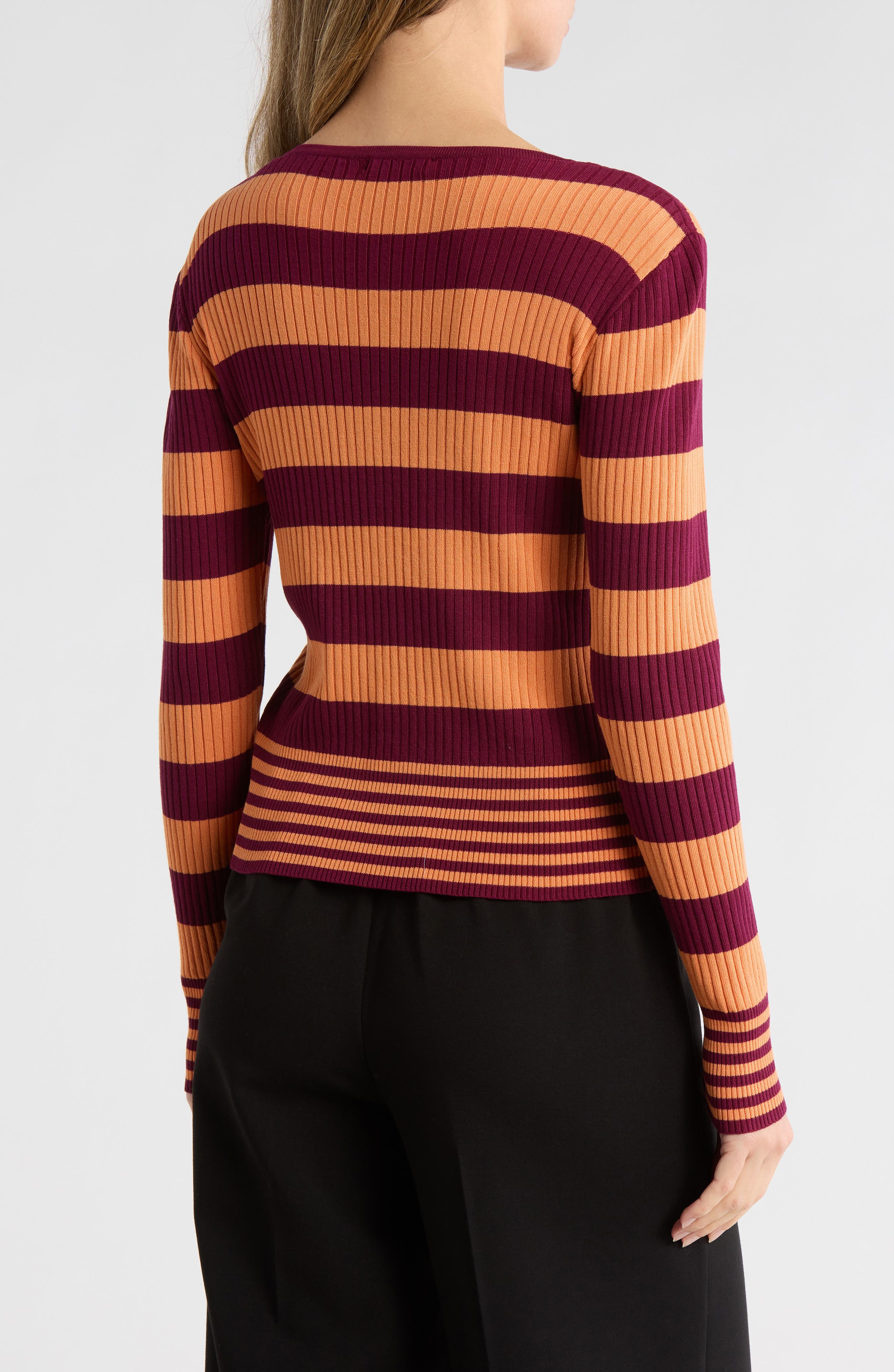 Striped Long Sleeve Knit Top - image 2