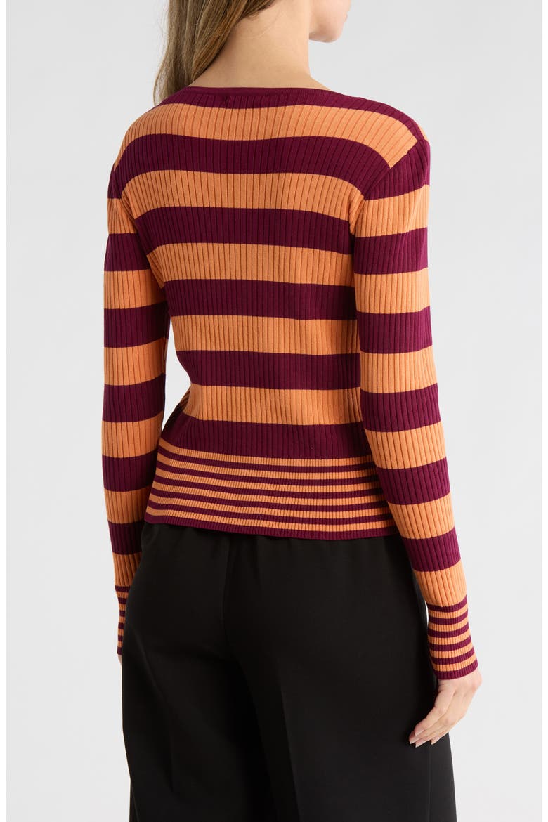 Striped Long Sleeve Knit Top, Alternate, color, BERRY PEACH