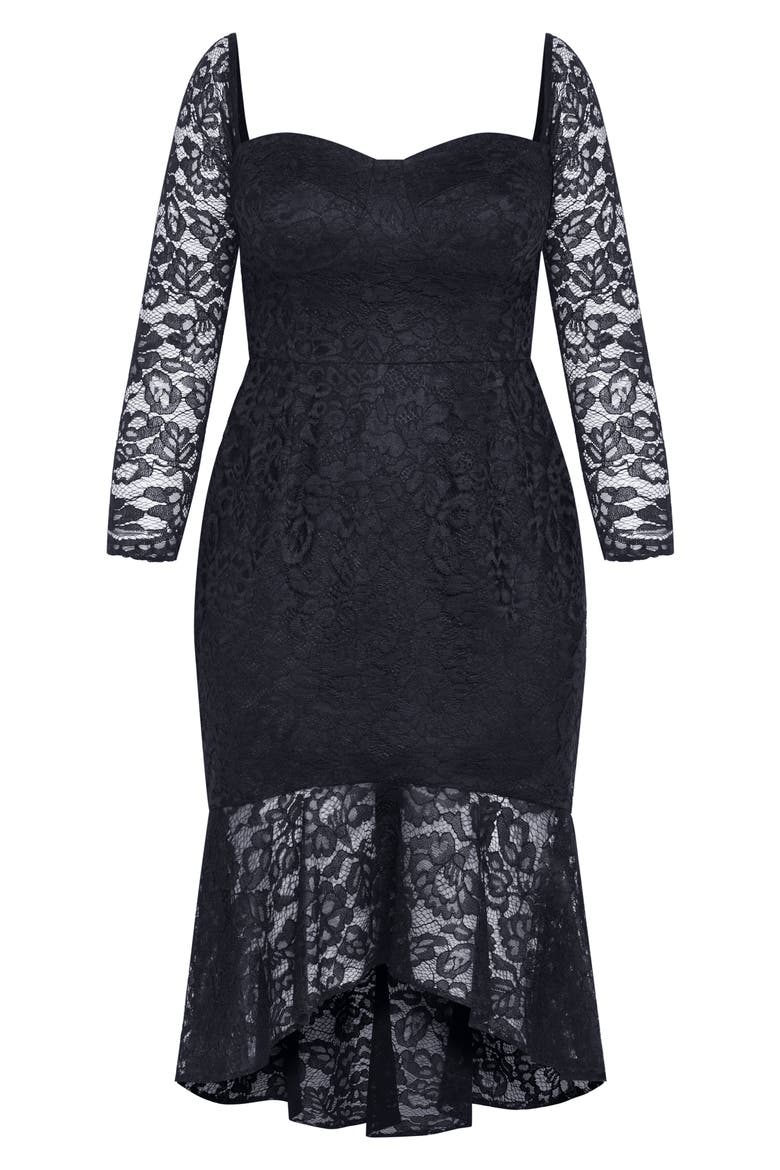 Poppy Lace Off the Shoulder Long Sleeve Midi Dress, Alternate, color, NAVY