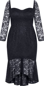 City Chic Poppy Lace Off the Shoulder Long Sleeve Midi Dress