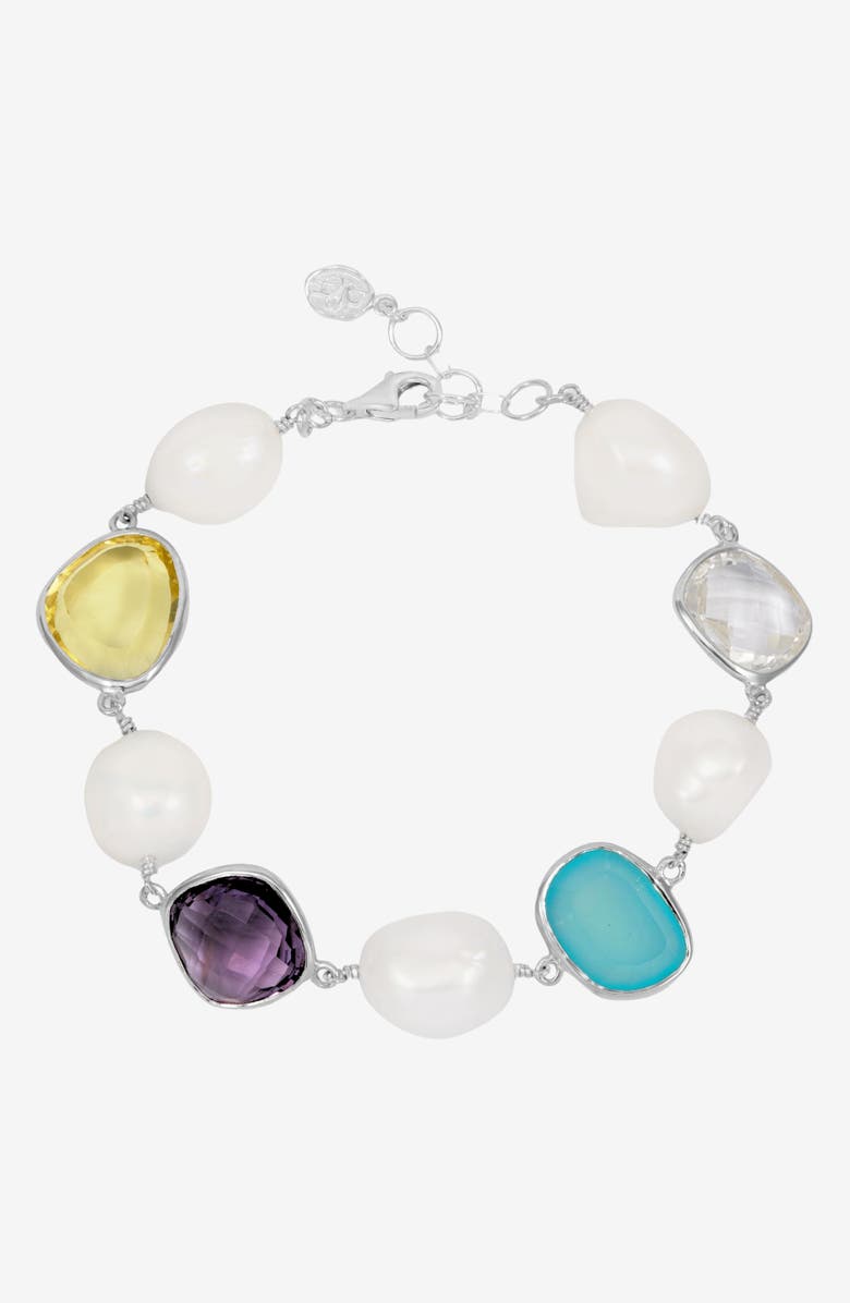 Dower & Hall 'Candy' Gemstone & Pearl Pebble Bracelet, Main, color, Sterling Silver