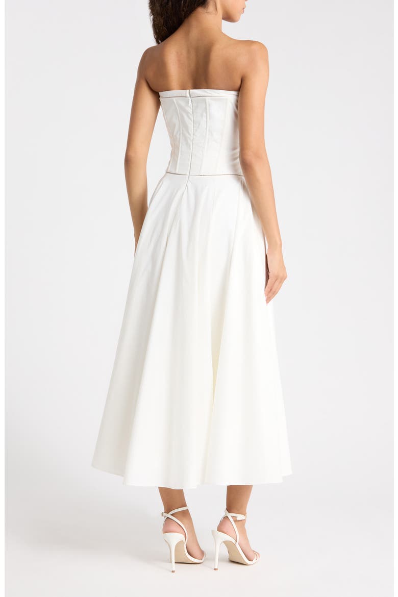 Gina Strapless Corset Stretch Cotton Dress, Alternate, color, WHITE