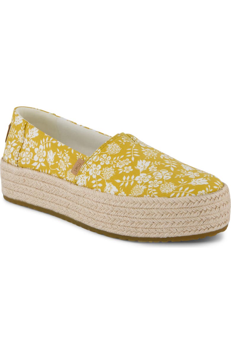 TOMS Calcia Slip-On Platform Espadrille, Main, color, Yellow