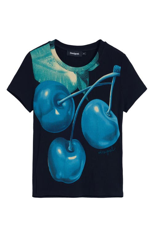 Desigual Graphic Short Sleeve T-shirt In Black