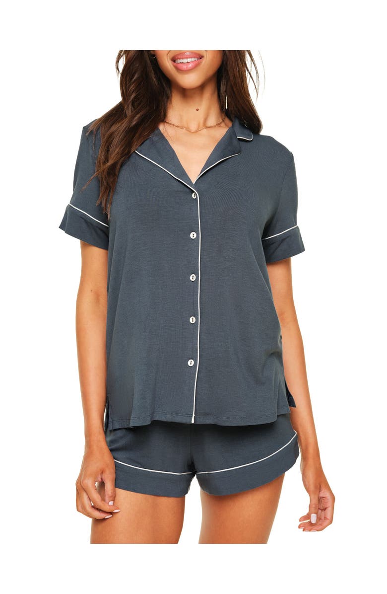 Adore Me Jane Pajama Shirt & Shorts Set, Main, color, Dark Grey