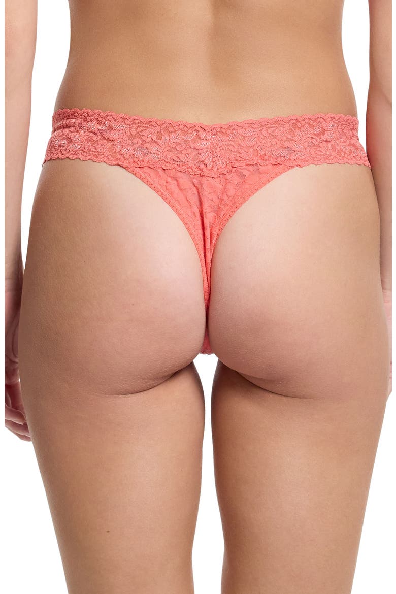 Original Rise Lace Thong, Alternate, color, CORAGEOUS CORAL