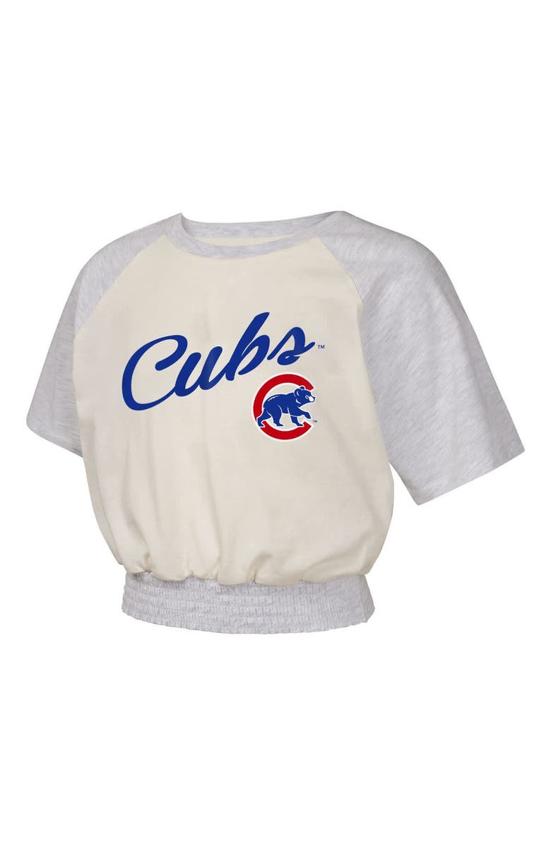 Outerstuff Girls Youth  Cream Chicago Cubs Curve Ball Fashion Raglan T-Shirt, Alternate, color, 