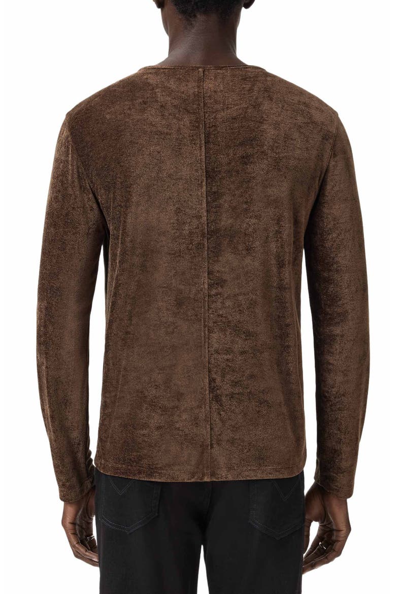 Sandro Long Sleeve Velvet Top, Alternate, color, DARK BROWN