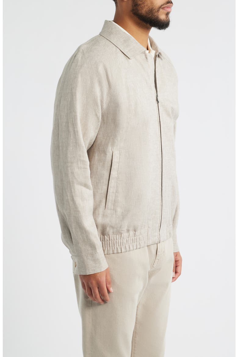 Linen Harrington Jacket, Alternate, color, GREY FUNGI - WHITE