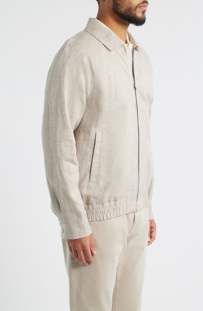 Nordstrom Linen Harrington Jacket, Alternate, color, Grey Fungi - White