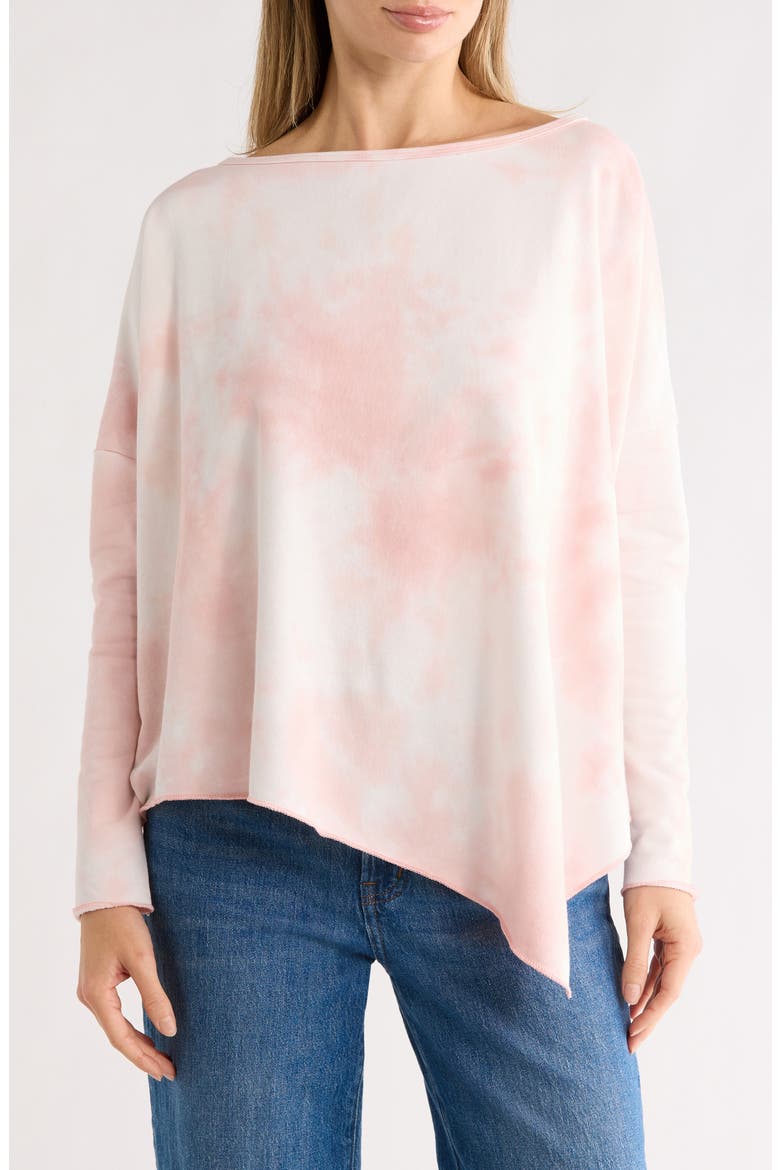 Asymmetrical High-Low Sweater, Main, color, PINK/ GREY SPLASH