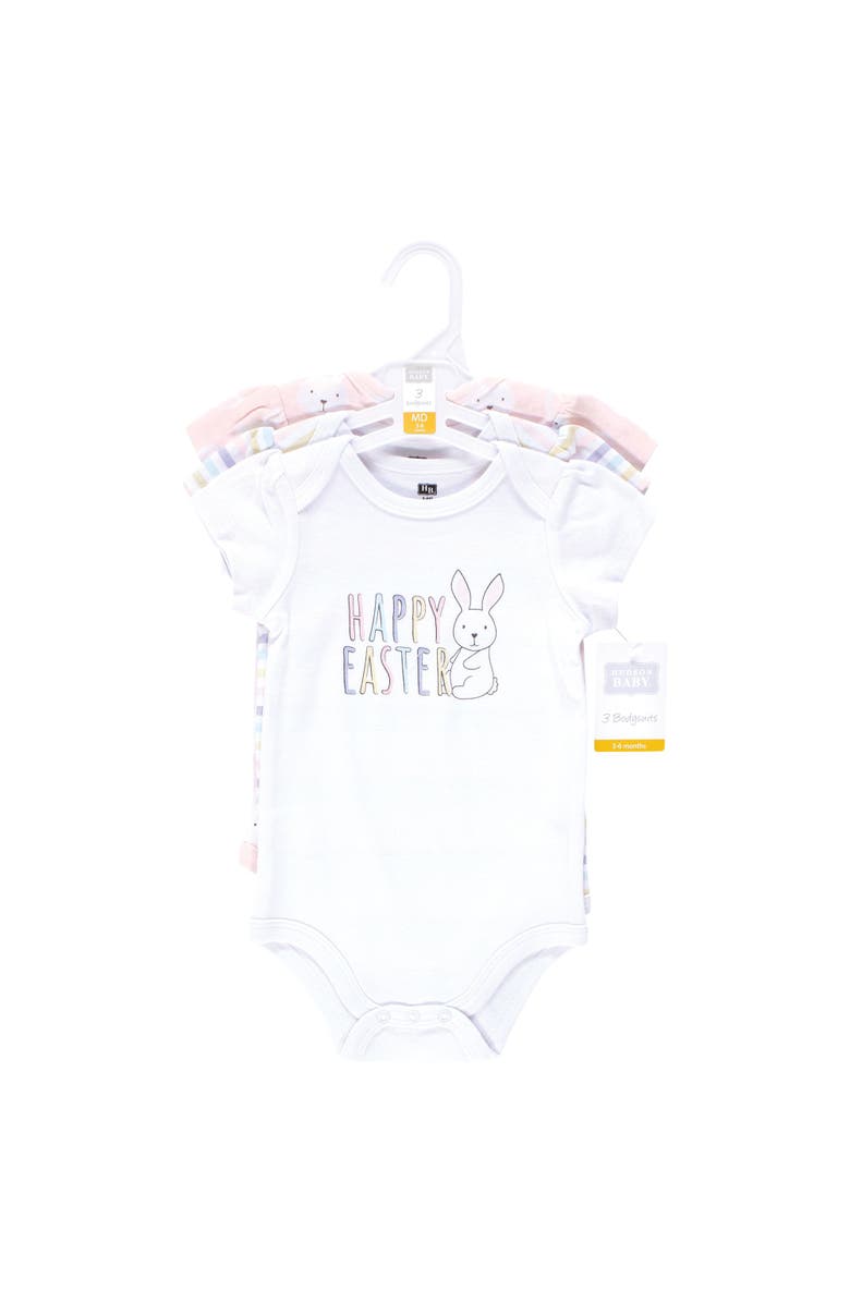 Hudson Baby Essential Three-Piece Set of Cotton Bodysuits, Alternate, color, Easter Bunny Pink