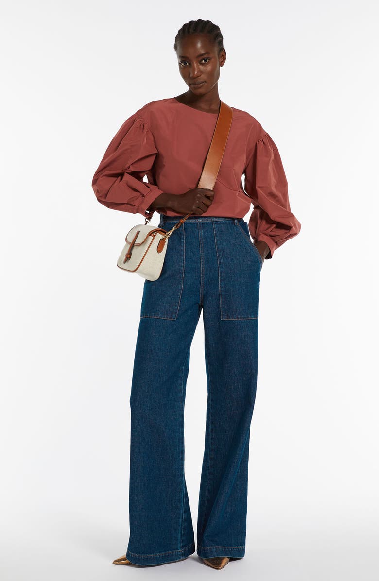 Weekend Max Mara Zeus Volume Sleeve Button Back Top, Alternate, color,