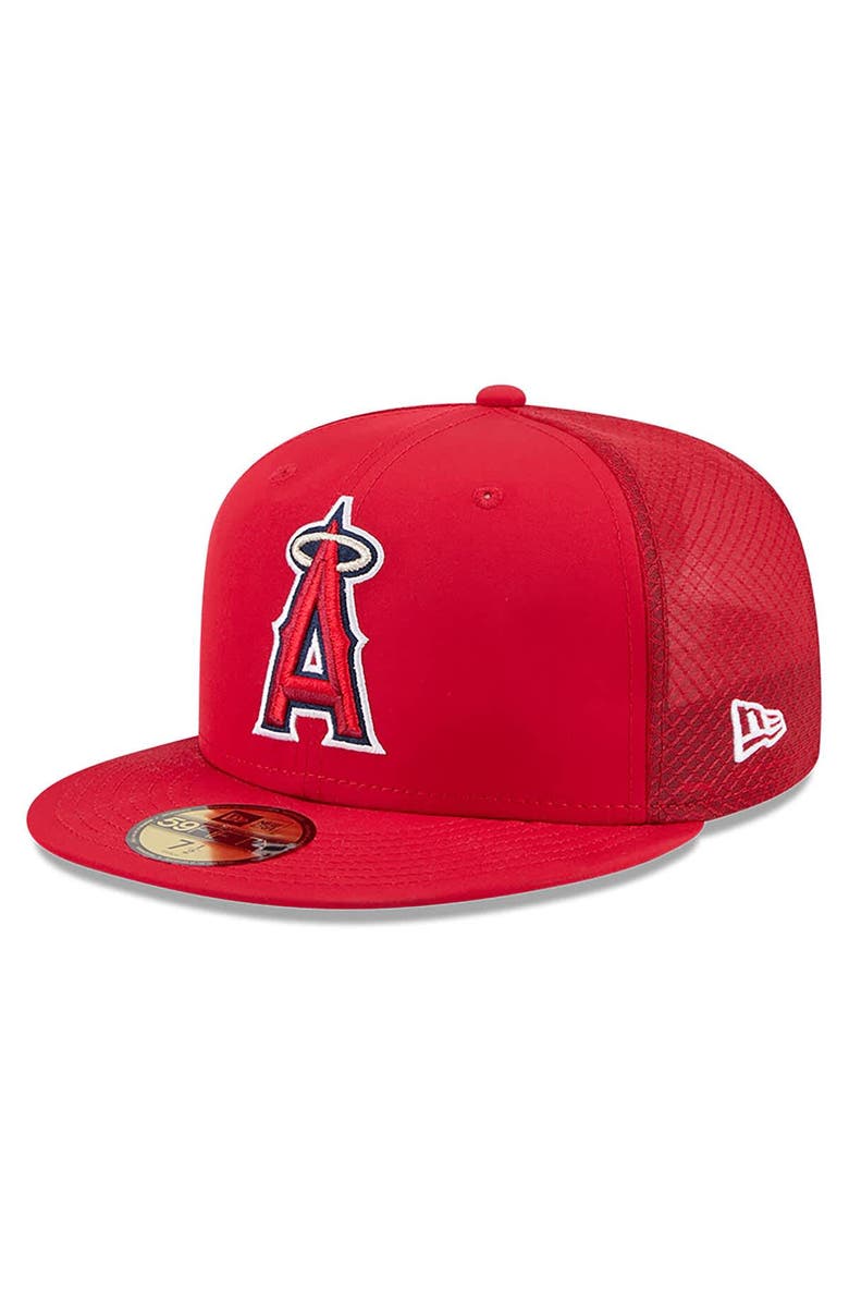New Era Men's New Era Red Los Angeles Angels 2026 Batting Practice 59FIFTY Fitted Hat, Main, color, Red