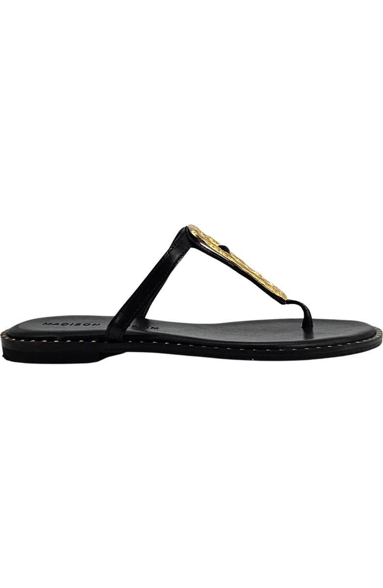 Madison Maison Leather Flat Hammered Link Sandal, Main, color, Black