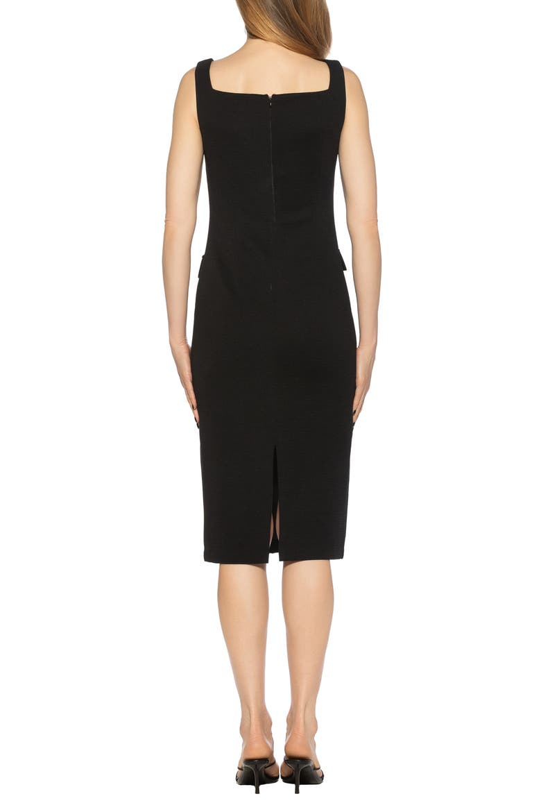 Mae Button Trim Sleeveless Shift Dress, Alternate, color, BLACK