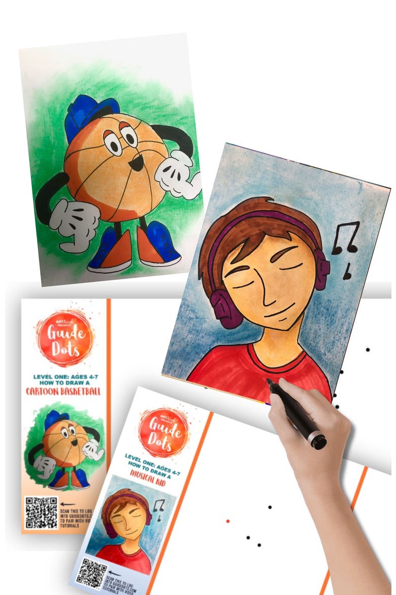 Add-On Art Rolls for Guide Dots Level 1 Art Kits- Ages 4-7, Main, color, L1 Music Kid/Ball Cartoon