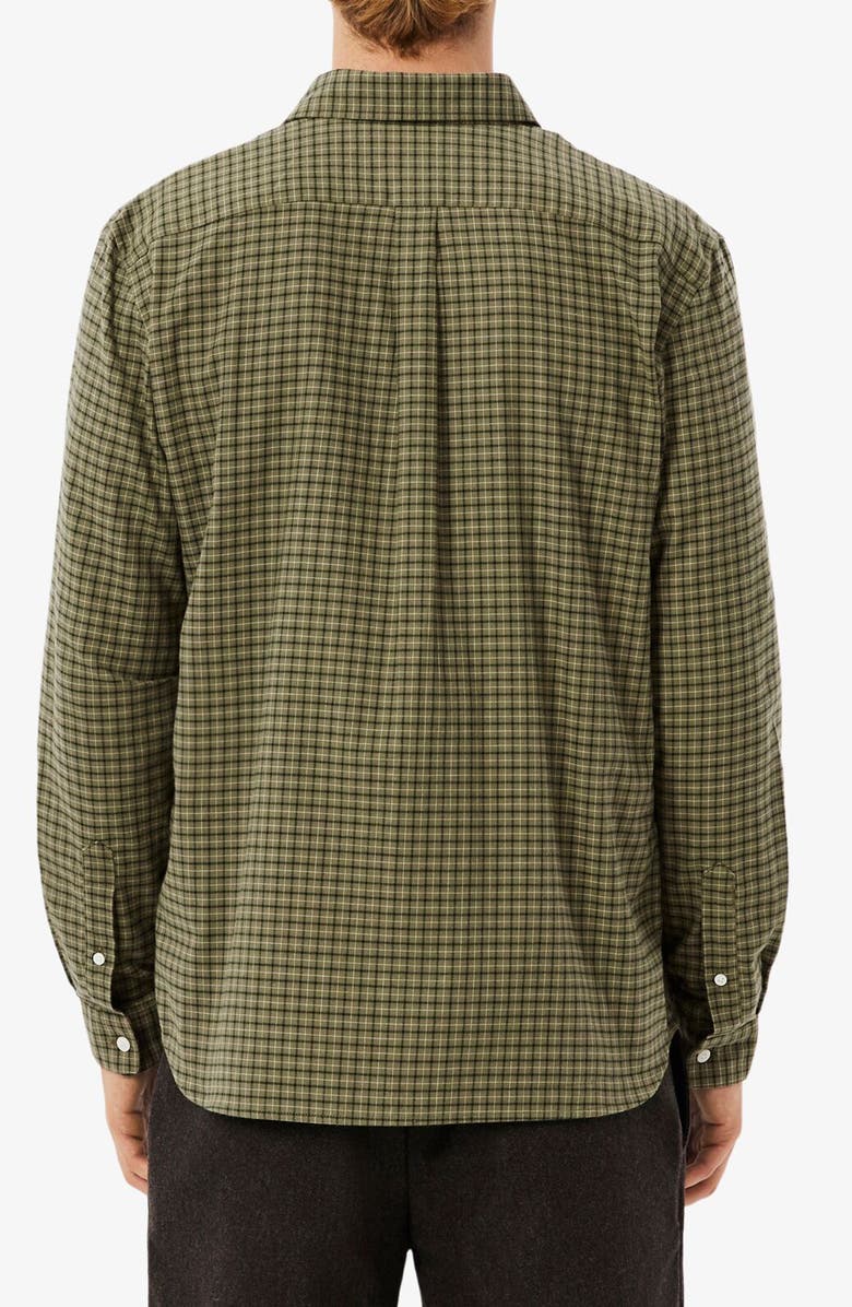 Lacoste Regular Fit Plaid Flannel Button-Up Shirt, Alternate, color, Olive/ Tisane