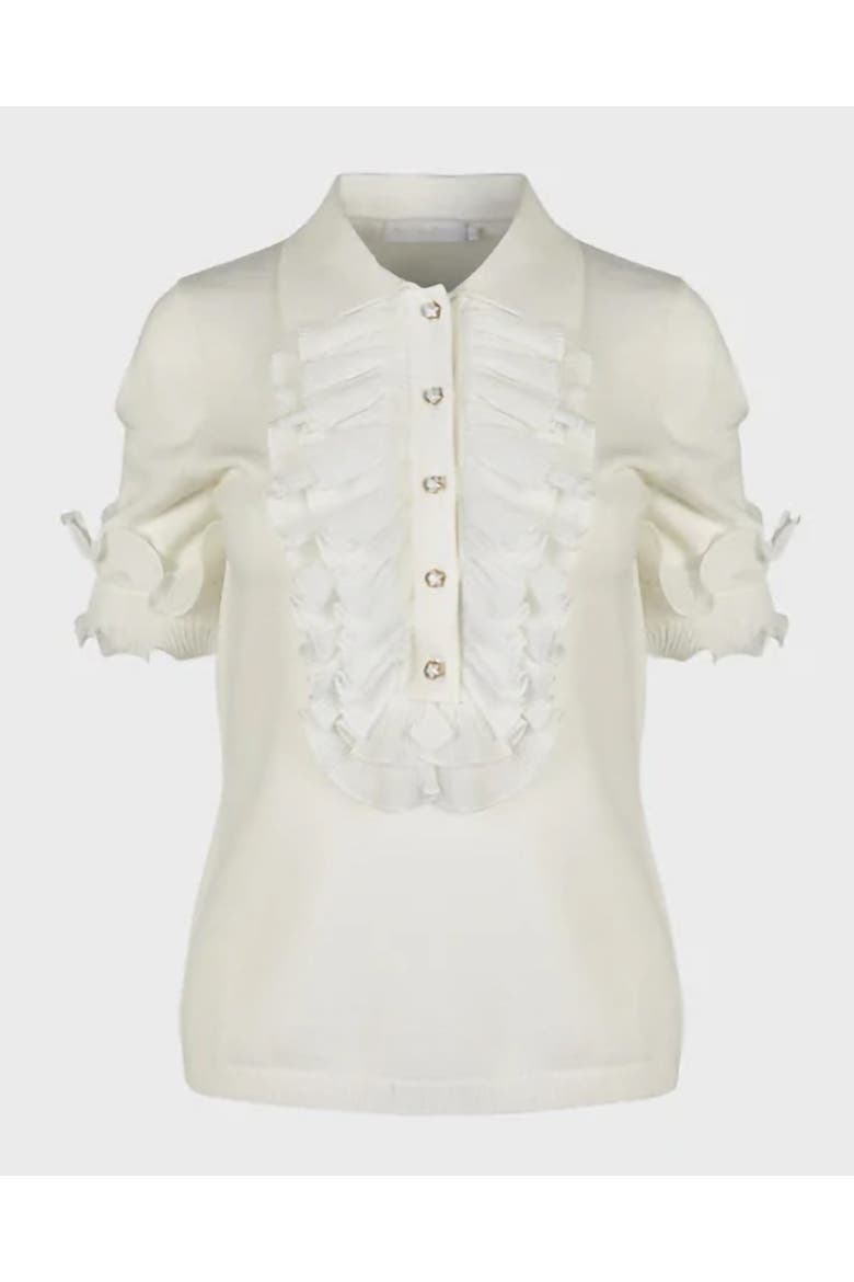 Maelys Short Sleeve Luxe Knit Pullover, Alternate, color, White