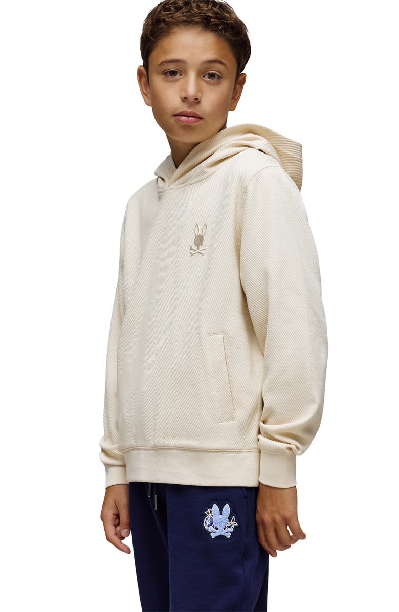 Psycho Bunny Kids' Kai Twill Texture Cotton Blend Hoodie, Alternate, color, 
