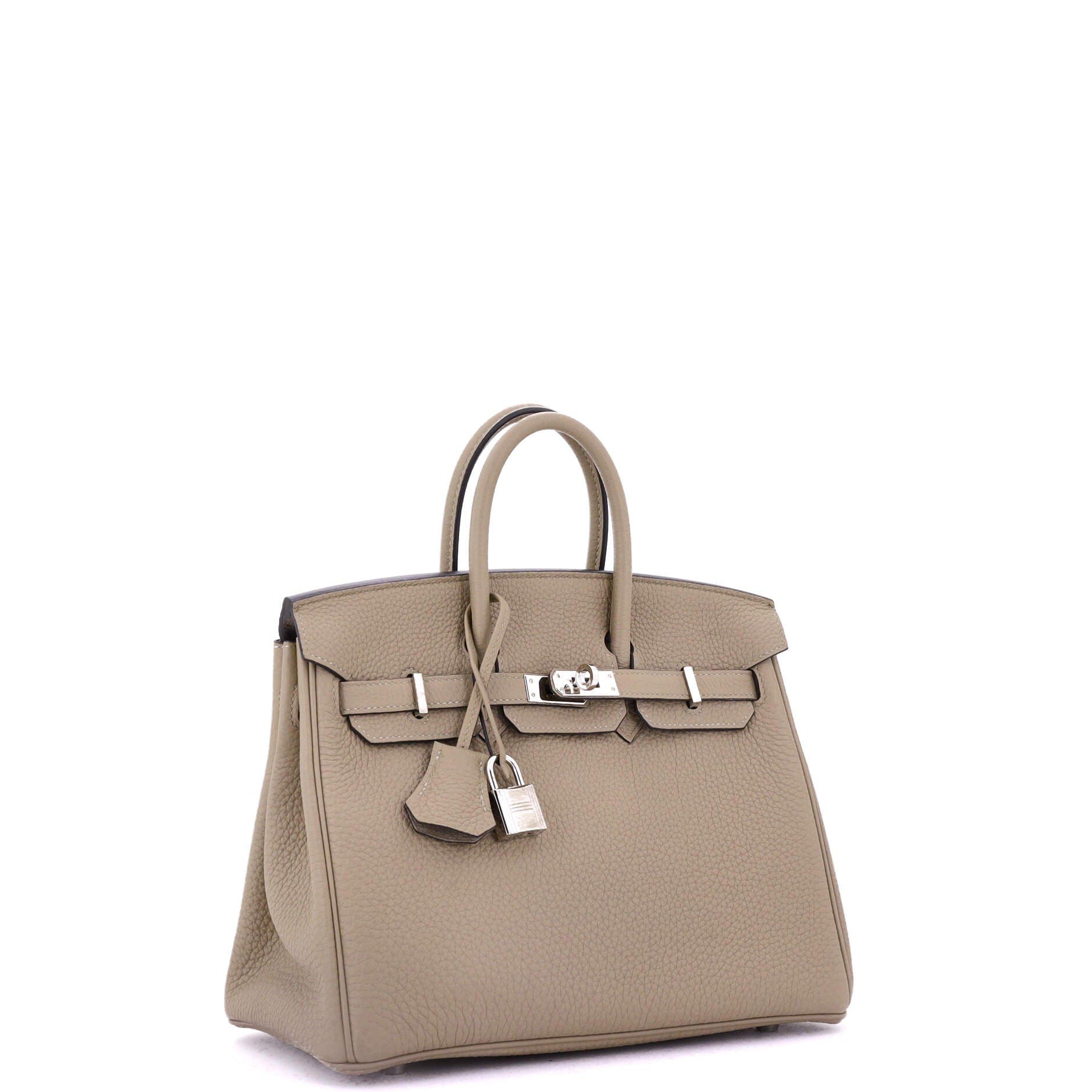 Pre-Owned Hermes Birkin Handbag Light Togo with Palladium Hardware 25, Alternate, color, Beige Marfa
