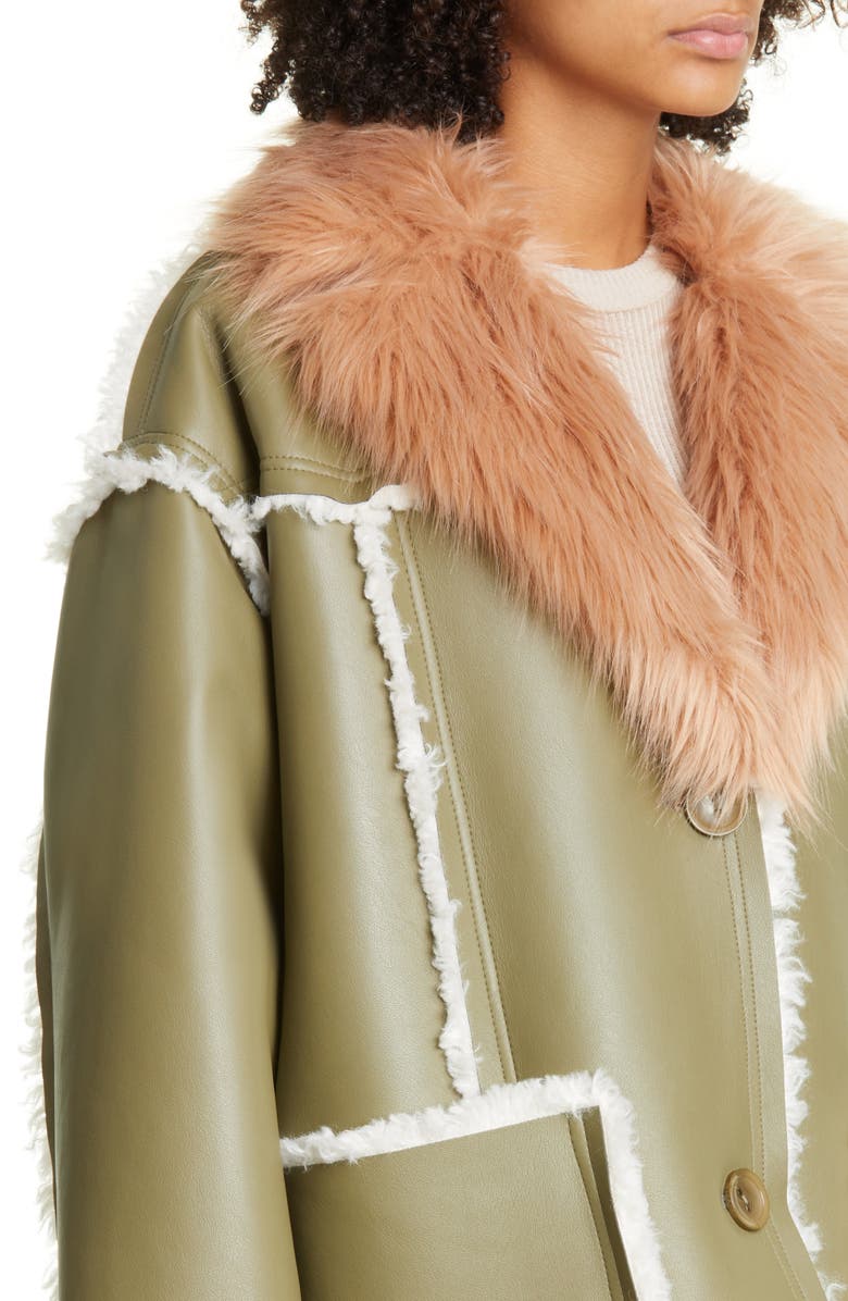 Stand Studio Angelina Faux Leather Jacket with Faux Shearling Trim, Alternate, color,