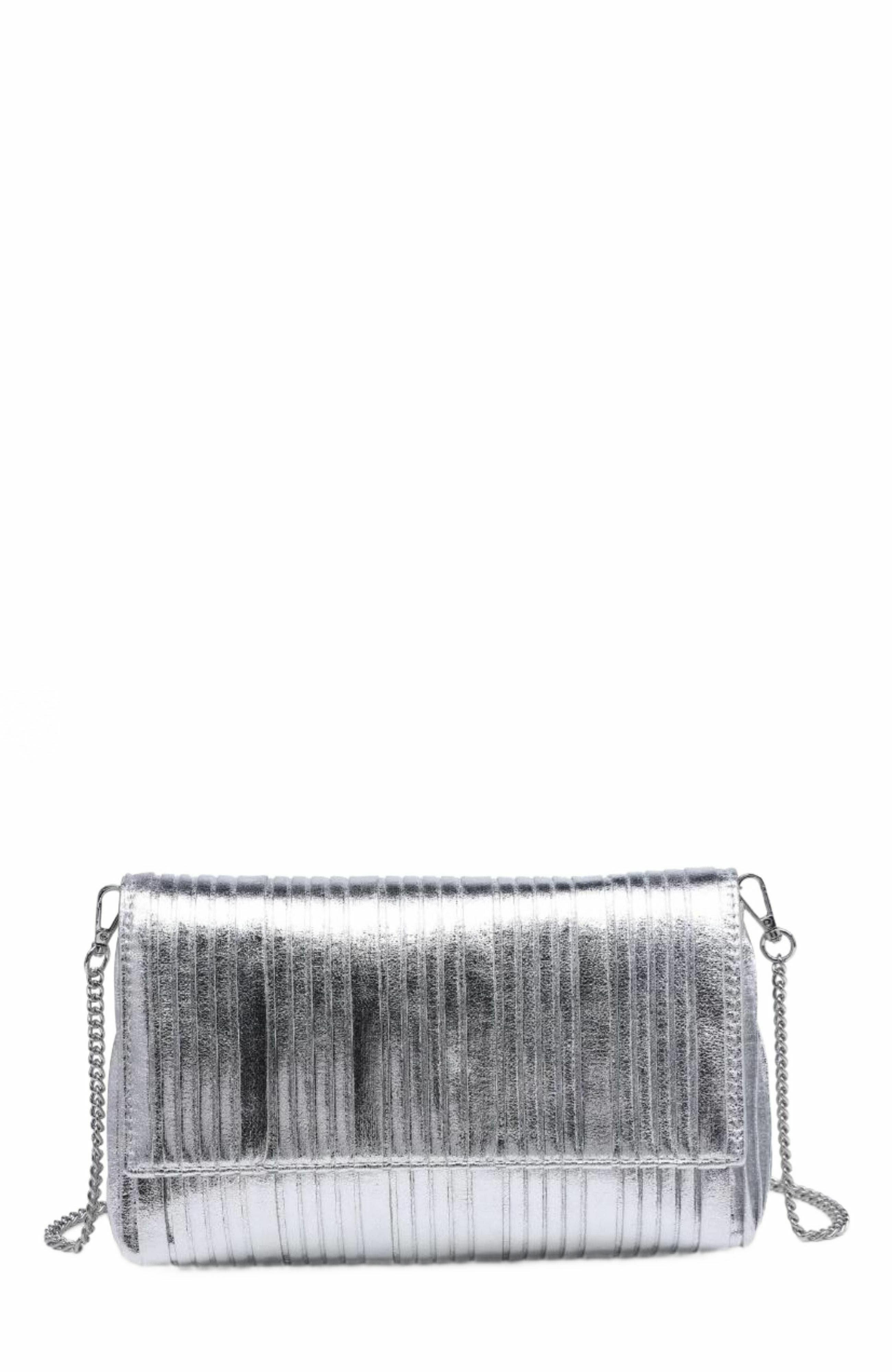 MODA LUXE Esmeralda Clutch, Main, color, Silver