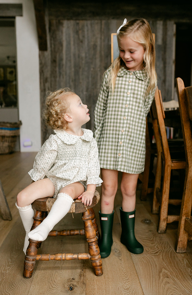Little Paper Kids Goldie Gingham Dress, Alternate, color, Green Gingham