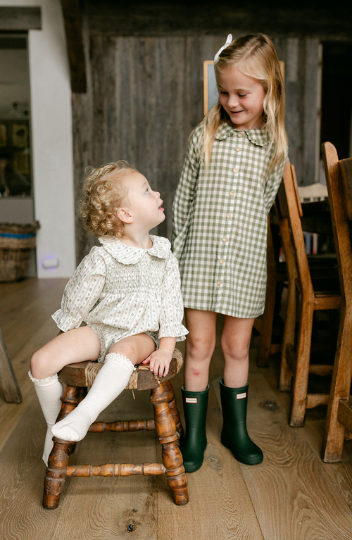 Little Paper Kids Goldie Gingham Dress In Green