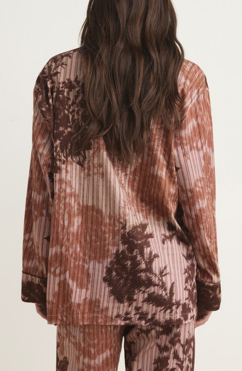 MANGO Blurred Print Cotton Pajama Top, Alternate, color, Brown