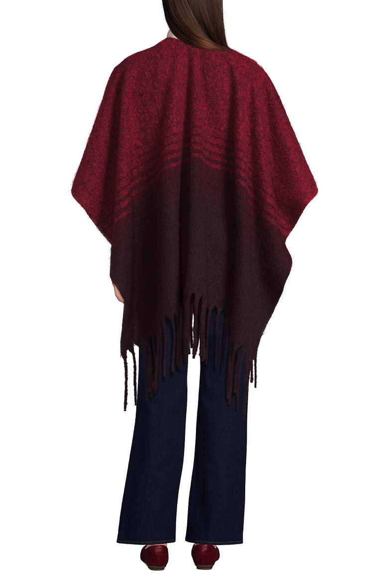 Brushed Boucle Ruana, Alternate, color, Burgundy/Red Ombre