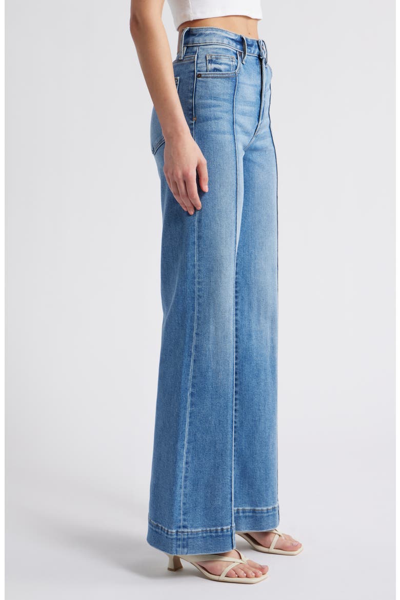 Pintuck High Waist Flare Jeans, Alternate, color, MED.WASH