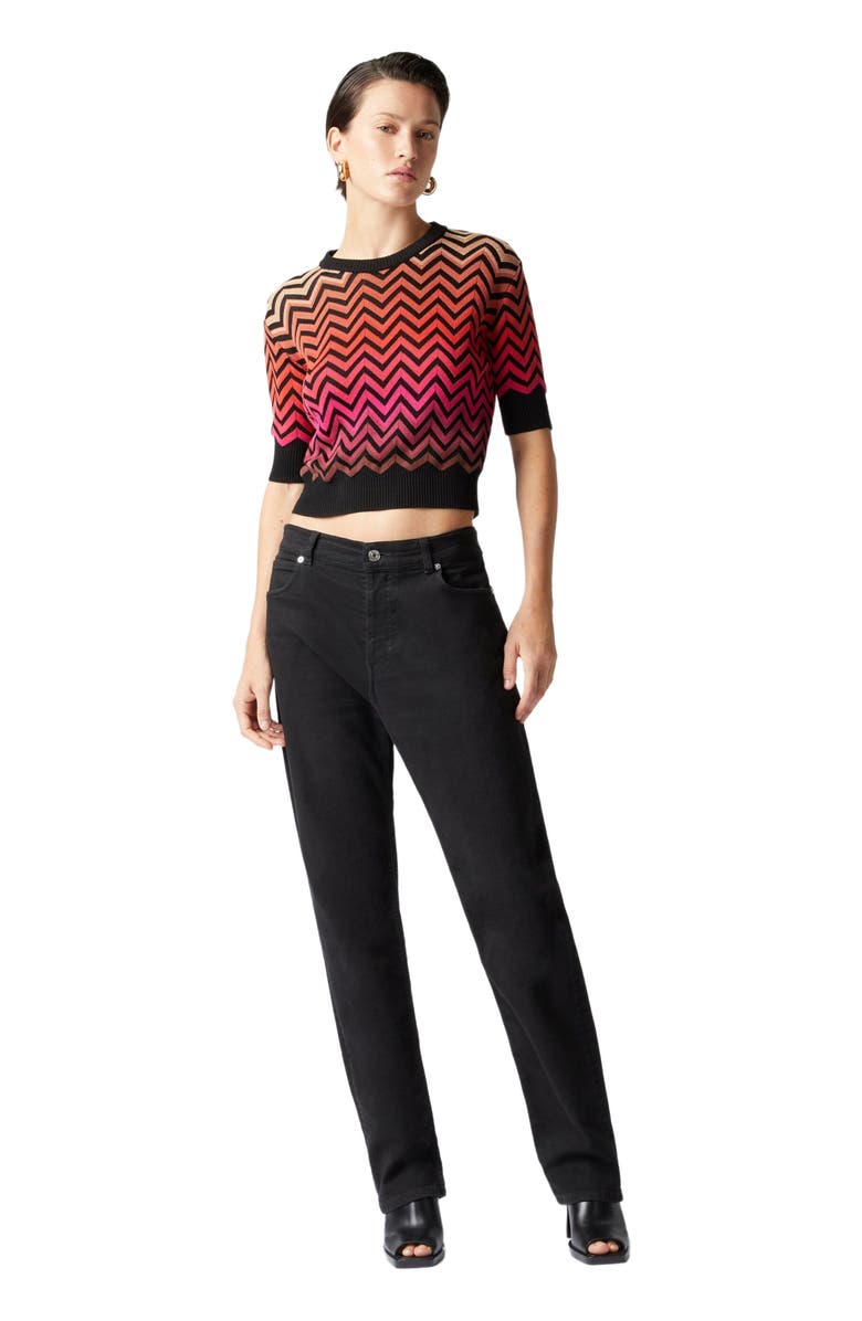 Missoni Short-sleeved Crewneck Sweater With Dégradé Chevron Motif, Main, color, Multicoloured