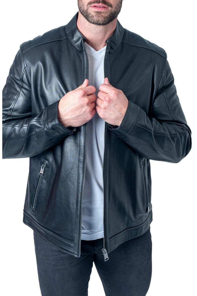 Smooth Black Leather Jacket, Alternate, color, BLACK
