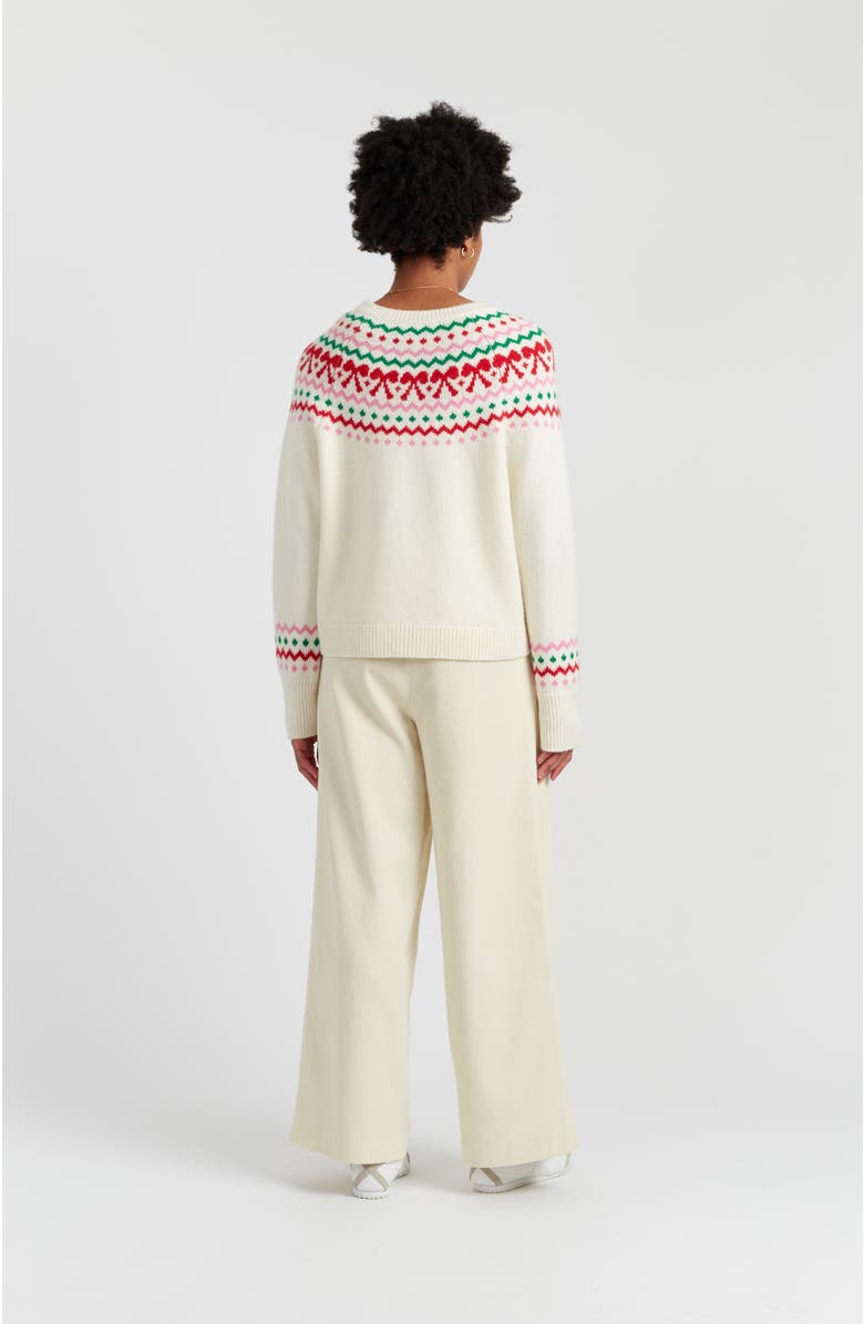 Chinti & Parker Wool-Cashmere Bow Fairisle Sweater, Alternate, color, Cream