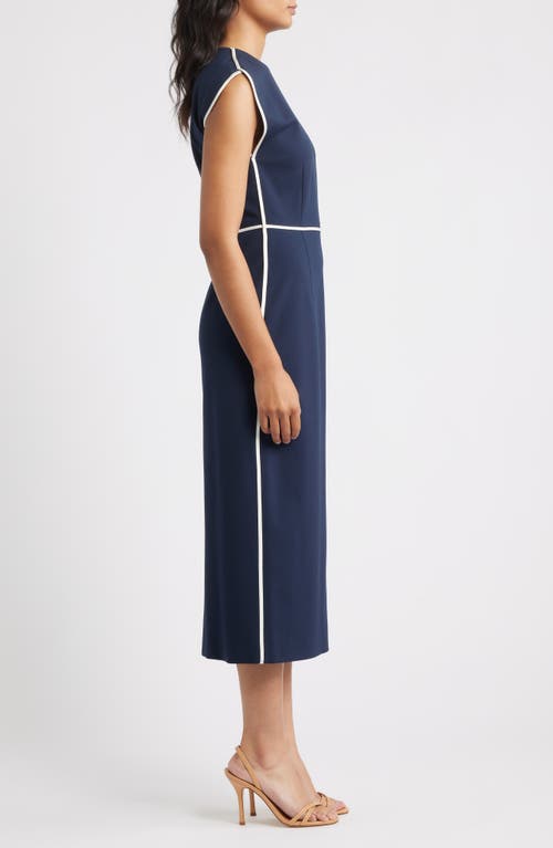 Hugo Boss Boss Detira Cap Sleeve Sheath Dress In Blue